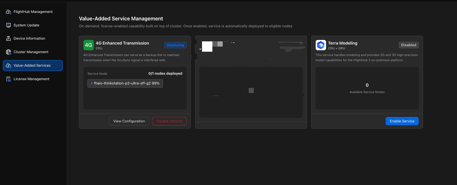 Example deployment status interface