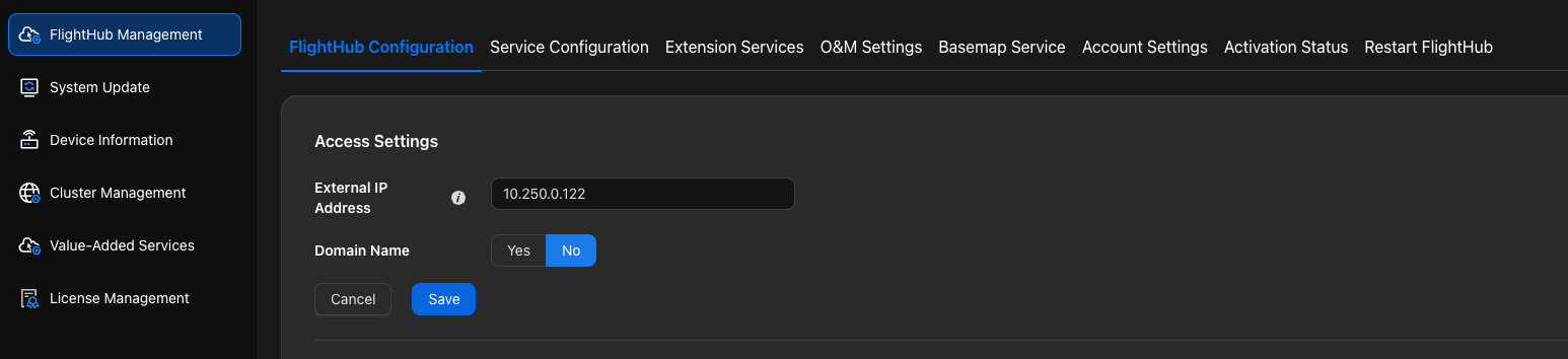 External IP and domain configuration