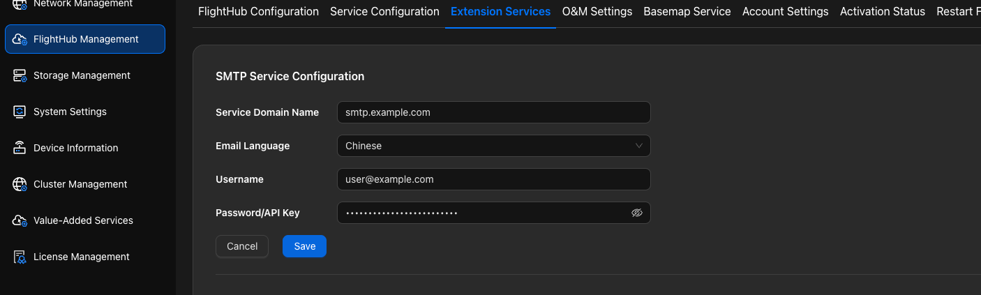 SMTP configuration